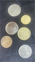 Group of 6 foreign coins