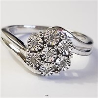 $140 Silver 7 Diamonds Ring