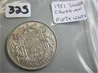 1951 Silver Canadian Fifty Cents Coin