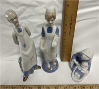 Two medical and 1 religious porcelain figurine all