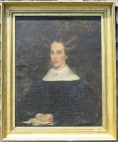 EARLY UNSIGNED OIL PORTRAIT OF A  WOMAN