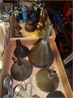 FUNNELS, LIBERTY WALL BELL, ANTIQUE OIL CANS