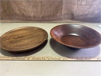Walnut Wooden Bowl & Wooden Lazy Susan
