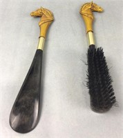 Vintage shoe brushes with horse head