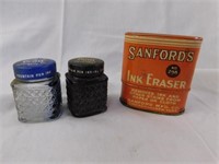 Sanford's Ink Eraser tin with bottles & some