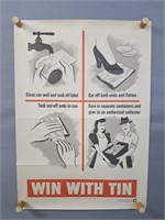 Authentic 1942 Win With Tin War Poster