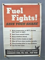 Authentic 1943 Us Gov't Fuel Fights Poster