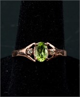 10kt Rose Gold Peridot & Diamond Ring CRV$550