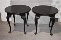 PAIR OF BLACK PAINTED SIDE TABLES