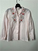 Vintage Embroidered Femme Button Up Shirt