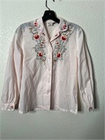 Vintage Embroidered Femme Button Up Shirt