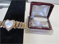 Antique Bracelet Heart Shaped  Mother of Pearl