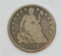 1858 O HALF DIME  G