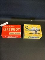 Vtg Sunlight & Life Buoy soap boxes 4"w