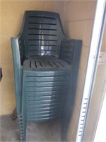 12 Green Plastic Patio Chairs