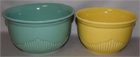 (2) Vtg Patterned Pottery Nesting Bowls Teal Green