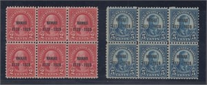 US Stamps #647 and #648 Mint NH block of 6, CV $17