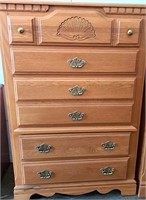 52" TALL OAK CHEST OF 6 DRAWERS ATHENS FURNITURE