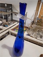 long neck blue vase