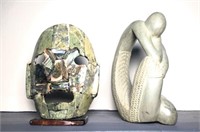 Stone Sculpture & Mother of Pearl Mask