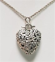 Sterling Silver Heart-shaped Long Necklace,