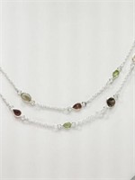 Sterling Silver Natural Gemstone Necklace,