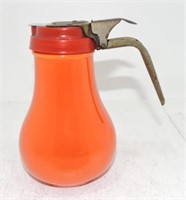 Vintage Fiesta syrup pitcher, red, metal handle