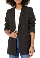 Sz M The Drop Women's Blake Long Blazer black