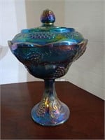 Indiana grape carnival glass footed candy dish