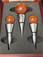 Wood Ball Top Bottle Stoppers in Box