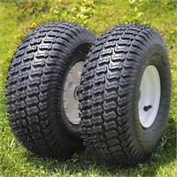 2 PCS 15x6.00-6 Lawn Mower Tires with Rim,4 Ply Tu