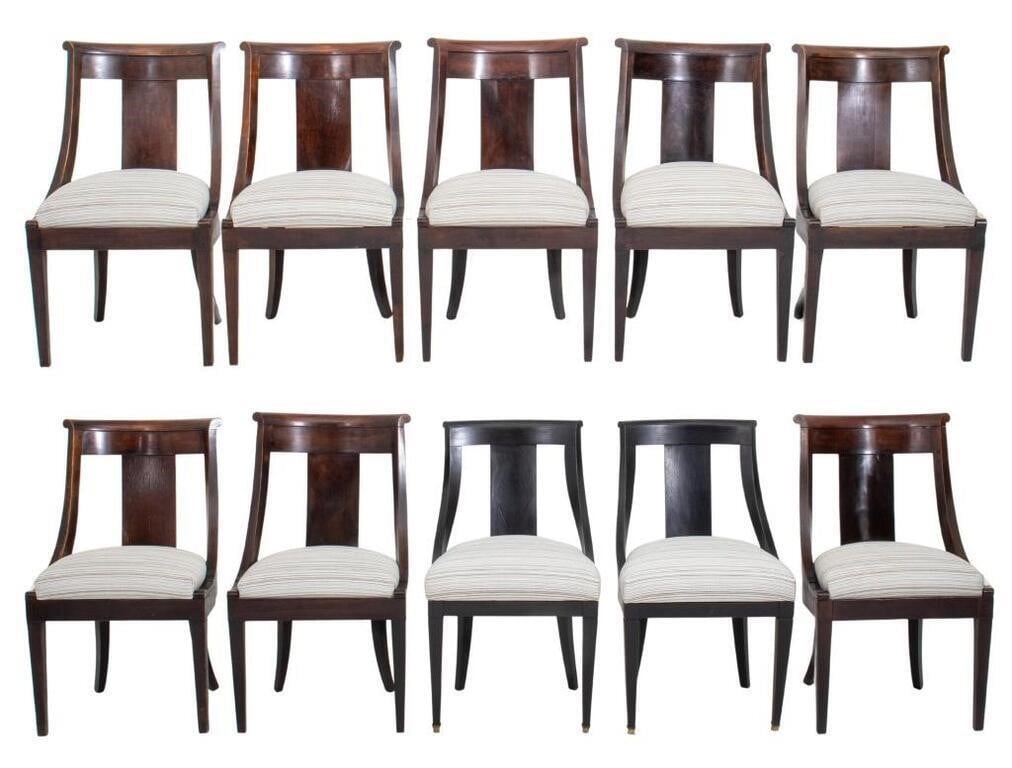 Empire Style Mahogany Dining Chairs, 10