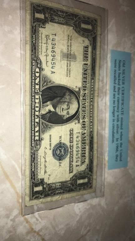Old silver certificate 1957B