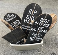 Tote Fulll of Wood Tombstone Halloween Yard Party