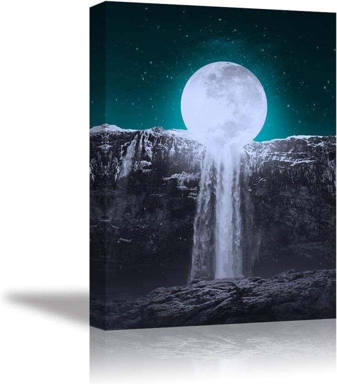 Tku's Moon Waterfall Wall Art, 24"X36"