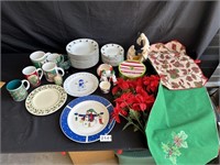 Large Lot of Christmas Dishes & Decor