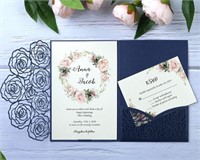 20 Pcs Laser Cut Wedding Invitations Card Pocket