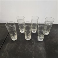 6 Drinking Glasses with Pressed Design