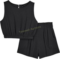 Womens Summer 2 Piece - Black  XL (fits small)