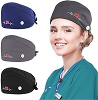 ZukoCert 3 Pack Adjustable Bouffant Hats