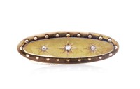 Victorian diamond set 15ct yellow gold brooch