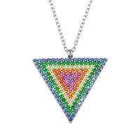 Sterling Silver Colorful Crystal Triangle Necklace
