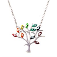 Sterling Silver Evil Eye Tree of Life Necklace