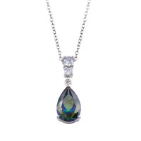 Sterling Silver Created Mystic Topaz Necklace