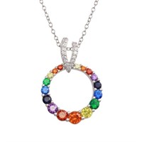 Sterling Silver Open Rainbow Crystal Necklace