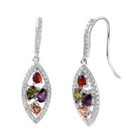 Silver Marquise Multi-Color Crystal Earrings