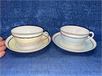 (2) Japan hand painted cups & saucers