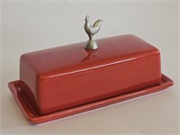 VTG BOSTON WAREHOUSE RED ROOSTER BUTTER DISH