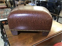 Small Brown Upholstered Foot Stool