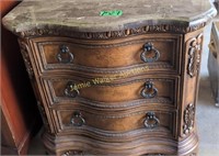 Faux Marble Top 3 Drawer Side Table 32x20x32"